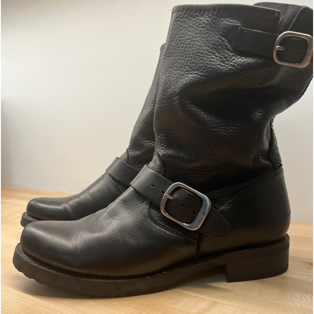 Frye Veronica Short Belted Leather Biker Moto Boots